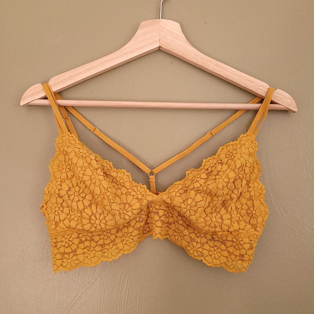 Aerie Mustard Lace Bralette Size Large